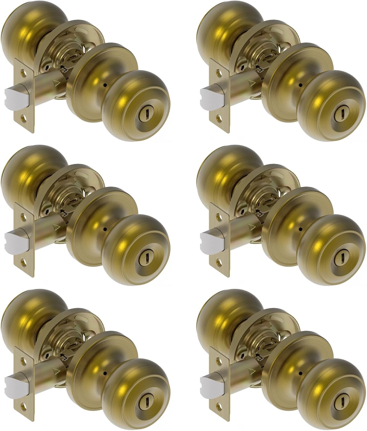 image:imageProbrico Privacy Door Knob Bed Bathroom Interior Door Handle Lock Oil Rubbed BronzeVintage Brass