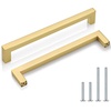 image:imageProbrico 10 Pack Square Bar Cabinet Pulls 712 inch 192mm Hole Center Matte Black Drawer Pulls Modern Handles for Kitchen Cabinets Stainless Steel Cupboard Closet HardwareGold