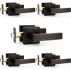 image:imageProbrico 10 Pack Square Brushed Gold Passage Door Handle Heavy Duty Keyless Door Lever Lock for Hallway Closet Interior Satin Brass Door Knobs LocksetOil Rubbed Bronze