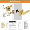image:imageProbrico 10 Pack Square Brushed Gold Passage Door Handle Heavy Duty Keyless Door Lever Lock for Hallway Closet Interior Satin Brass Door Knobs LocksetGold