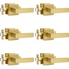 image:imageProbrico 10 Pack Square Brushed Gold Passage Door Handle Heavy Duty Keyless Door Lever Lock for Hallway Closet Interior Satin Brass Door Knobs LocksetGold