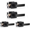 image:imageProbrico 10 Pack Square Brushed Gold Passage Door Handle Heavy Duty Keyless Door Lever Lock for Hallway Closet Interior Satin Brass Door Knobs LocksetBlack