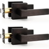 image:imageProbrico 10 Pack Square Brushed Gold Passage Door Handle Heavy Duty Keyless Door Lever Lock for Hallway Closet Interior Satin Brass Door Knobs LocksetOil Rubbed Bronze