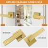 image:imageProbrico 10 Pack Square Brushed Gold Passage Door Handle Heavy Duty Keyless Door Lever Lock for Hallway Closet Interior Satin Brass Door Knobs LocksetGold
