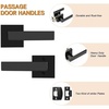 image:imageProbrico 10 Pack Square Brushed Gold Passage Door Handle Heavy Duty Keyless Door Lever Lock for Hallway Closet Interior Satin Brass Door Knobs LocksetBlack