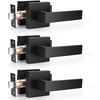 image:imageProbrico 10 Pack Square Brushed Gold Passage Door Handle Heavy Duty Keyless Door Lever Lock for Hallway Closet Interior Satin Brass Door Knobs LocksetBlack