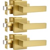 image:imageProbrico 10 Pack Square Brushed Gold Passage Door Handle Heavy Duty Keyless Door Lever Lock for Hallway Closet Interior Satin Brass Door Knobs LocksetGold