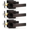 image:imageProbrico 10 Pack Square Brushed Gold Passage Door Handle Heavy Duty Keyless Door Lever Lock for Hallway Closet Interior Satin Brass Door Knobs LocksetOil Rubbed Bronze