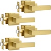 image:imageProbrico 10 Pack Square Brushed Gold Passage Door Handle Heavy Duty Keyless Door Lever Lock for Hallway Closet Interior Satin Brass Door Knobs LocksetGold
