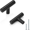 image:imageProbrico 12 Pack Modern Cabinet Hardware Black Bathroom Cupboard Pull Kitchen Cabinet T Bar Handle Dresser Knobs Set  334 inch CenterBlack
