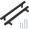 image:imageProbrico 12 Pack Modern Cabinet Hardware Black Bathroom Cupboard Pull Kitchen Cabinet T Bar Handle Dresser Knobs Set  334 inch CenterBlack