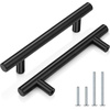 image:imageProbrico 12 Pack Modern Cabinet Hardware Black Bathroom Cupboard Pull Kitchen Cabinet T Bar Handle Dresser Knobs Set  334 inch CenterBlack