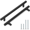 image:imageProbrico 12 Pack Modern Cabinet Hardware Black Bathroom Cupboard Pull Kitchen Cabinet T Bar Handle Dresser Knobs Set  334 inch CenterBlack