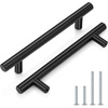 image:imageProbrico 12 Pack Modern Cabinet Hardware Black Bathroom Cupboard Pull Kitchen Cabinet T Bar Handle Dresser Knobs Set  334 inch CenterBlack