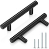 image:imageProbrico 12 Pack Modern Cabinet Hardware Black Bathroom Cupboard Pull Kitchen Cabinet T Bar Handle Dresser Knobs Set  334 inch CenterBlack