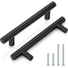 image:imageProbrico 12 Pack Modern Cabinet Hardware Black Bathroom Cupboard Pull Kitchen Cabinet T Bar Handle Dresser Knobs Set  334 inch CenterBlack