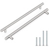 image:imageProbrico 12 Pack Modern Cabinet Hardware Black Bathroom Cupboard Pull Kitchen Cabinet T Bar Handle Dresser Knobs Set  334 inch CenterBrushed Nickel