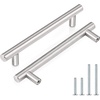 image:imageProbrico 12 Pack Modern Cabinet Hardware Black Bathroom Cupboard Pull Kitchen Cabinet T Bar Handle Dresser Knobs Set  334 inch CenterBrushed Nickel