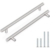 image:imageProbrico 12 Pack Modern Cabinet Hardware Black Bathroom Cupboard Pull Kitchen Cabinet T Bar Handle Dresser Knobs Set  334 inch CenterBrushed Nickel