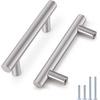 image:imageProbrico 12 Pack Modern Cabinet Hardware Black Bathroom Cupboard Pull Kitchen Cabinet T Bar Handle Dresser Knobs Set  334 inch CenterBrushed Nickel