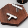 image:imageProbrico 12 Pack Modern Cabinet Hardware Black Bathroom Cupboard Pull Kitchen Cabinet T Bar Handle Dresser Knobs Set  334 inch CenterBrushed Nickel
