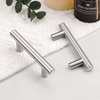 image:imageProbrico 12 Pack Modern Cabinet Hardware Black Bathroom Cupboard Pull Kitchen Cabinet T Bar Handle Dresser Knobs Set  334 inch CenterBrushed Nickel