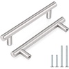 image:imageProbrico 12 Pack Modern Cabinet Hardware Black Bathroom Cupboard Pull Kitchen Cabinet T Bar Handle Dresser Knobs Set  334 inch CenterBrushed Nickel