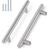 image:imageProbrico 12 Pack Modern Cabinet Hardware Black Bathroom Cupboard Pull Kitchen Cabinet T Bar Handle Dresser Knobs Set  334 inch CenterBrushed Nickel