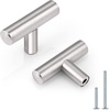 image:imageProbrico 12 Pack Modern Cabinet Hardware Black Bathroom Cupboard Pull Kitchen Cabinet T Bar Handle Dresser Knobs Set  334 inch CenterBrushed Nickel