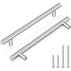image:imageProbrico 12 Pack Modern Cabinet Hardware Black Bathroom Cupboard Pull Kitchen Cabinet T Bar Handle Dresser Knobs Set  334 inch CenterBrushed Nickel
