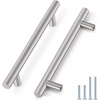 image:imageProbrico 12 Pack Modern Cabinet Hardware Black Bathroom Cupboard Pull Kitchen Cabinet T Bar Handle Dresser Knobs Set  334 inch CenterBrushed Nickel