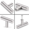 image:imageProbrico 12 Pack Modern Cabinet Hardware Black Bathroom Cupboard Pull Kitchen Cabinet T Bar Handle Dresser Knobs Set  334 inch CenterBrushed Nickel