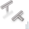 image:imageProbrico 12 Pack Modern Cabinet Hardware Black Bathroom Cupboard Pull Kitchen Cabinet T Bar Handle Dresser Knobs Set  334 inch CenterBrushed Nickel