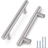 image:imageProbrico 12 Pack Modern Cabinet Hardware Black Bathroom Cupboard Pull Kitchen Cabinet T Bar Handle Dresser Knobs Set  334 inch CenterBrushed Nickel