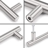 image:imageProbrico 12 Pack Modern Cabinet Hardware Black Bathroom Cupboard Pull Kitchen Cabinet T Bar Handle Dresser Knobs Set  334 inch CenterBrushed Nickel