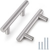 image:imageProbrico 12 Pack Modern Cabinet Hardware Black Bathroom Cupboard Pull Kitchen Cabinet T Bar Handle Dresser Knobs Set  334 inch CenterBrushed Nickel
