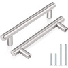 image:imageProbrico 12 Pack Modern Cabinet Hardware Black Bathroom Cupboard Pull Kitchen Cabinet T Bar Handle Dresser Knobs Set  334 inch CenterBrushed Nickel