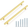image:imageProbrico 12 Pack Modern Cabinet Hardware Black Bathroom Cupboard Pull Kitchen Cabinet T Bar Handle Dresser Knobs Set  334 inch CenterGold