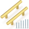 image:imageProbrico 12 Pack Modern Cabinet Hardware Black Bathroom Cupboard Pull Kitchen Cabinet T Bar Handle Dresser Knobs Set  334 inch CenterGold