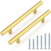 image:imageProbrico 12 Pack Modern Cabinet Hardware Black Bathroom Cupboard Pull Kitchen Cabinet T Bar Handle Dresser Knobs Set  334 inch CenterGold
