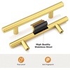 image:imageProbrico 12 Pack Modern Cabinet Hardware Black Bathroom Cupboard Pull Kitchen Cabinet T Bar Handle Dresser Knobs Set  334 inch CenterGold