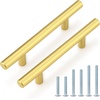image:imageProbrico 12 Pack Modern Cabinet Hardware Black Bathroom Cupboard Pull Kitchen Cabinet T Bar Handle Dresser Knobs Set  334 inch CenterGold
