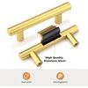 image:imageProbrico 12 Pack Modern Cabinet Hardware Black Bathroom Cupboard Pull Kitchen Cabinet T Bar Handle Dresser Knobs Set  334 inch CenterGold