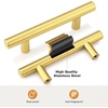 image:imageProbrico 12 Pack Modern Cabinet Hardware Black Bathroom Cupboard Pull Kitchen Cabinet T Bar Handle Dresser Knobs Set  334 inch CenterGold