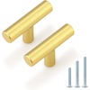 image:imageProbrico 12 Pack Modern Cabinet Hardware Black Bathroom Cupboard Pull Kitchen Cabinet T Bar Handle Dresser Knobs Set  334 inch CenterGold