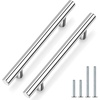 image:imageProbrico 12 Pack Modern Cabinet Hardware Black Bathroom Cupboard Pull Kitchen Cabinet T Bar Handle Dresser Knobs Set  334 inch CenterPolished Chrome