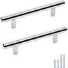 image:imageProbrico 12 Pack Modern Cabinet Hardware Black Bathroom Cupboard Pull Kitchen Cabinet T Bar Handle Dresser Knobs Set  334 inch CenterPolished Chrome