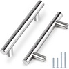 image:imageProbrico 12 Pack Modern Cabinet Hardware Black Bathroom Cupboard Pull Kitchen Cabinet T Bar Handle Dresser Knobs Set  334 inch CenterPolished Chrome