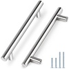 image:imageProbrico 12 Pack Modern Cabinet Hardware Black Bathroom Cupboard Pull Kitchen Cabinet T Bar Handle Dresser Knobs Set  334 inch CenterPolished Chrome