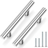 image:imageProbrico 12 Pack Modern Cabinet Hardware Black Bathroom Cupboard Pull Kitchen Cabinet T Bar Handle Dresser Knobs Set  334 inch CenterPolished Chrome